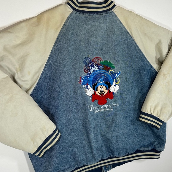 Vintage Walt Disney World Fantasia Mickey Mouse Where Magic Lives Denim Jacket - Picture 12 of 16